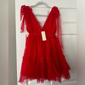 V-Neck Shoulder Detail Mesh Dress